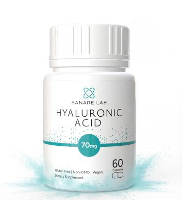 Sanare Lab Hyaluronic Acid 70mg 60 Vegan Capsules | Supports Joint Mobility Skin Hydration & Tissue Cushioning | Non-GMO Gluten-Free