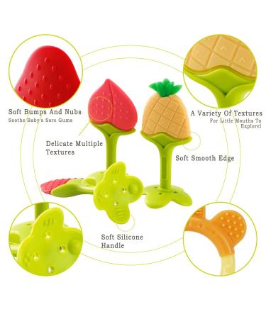 NEPAK 10 Pack Fruit Shaped Silicone Baby Teething Toys - BPA Free Teether Set for Infants - Buy Online on GoSupps.com
