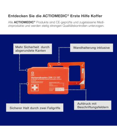 Actiomedic Mini Association Box for Companies - DIN 13157:2021 - Wall Bracket First Aid Visual Guide Orange - 26 x 8.5 x 18 cm - International Shipping - Buy Online on GoSupps.com