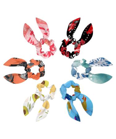 Bow Scrunchies for Thick Hair  6 Pieces Racing Car Elastic Hair Bands Womens Scrunchies  Soft Bowknot Hair Scrunchies Bands Multi-colored 3