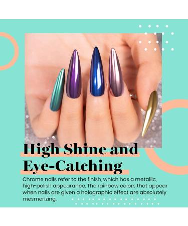 Beetles Chrome Nail Powder Kit - Black & White | Mirror Effect Holo Nail Powder Set - 8 Colors 1g/0.5g Jars | Manicure Art Glitter Decoration - Buy Online on GoSupps.com