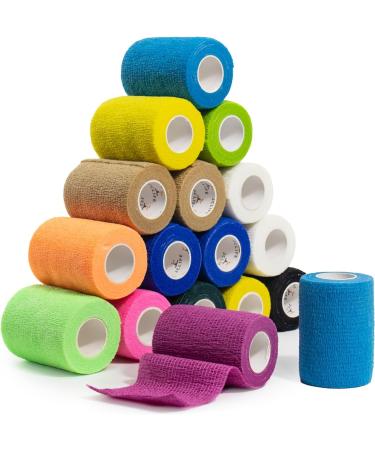 JClife 16 Rolls 7.5cm x 450cm adhesive tape bandage color self-adhesive elastic pet bandages fixing band wrist and ankle band non-woven bandage 7.5cm (16R) - Buy Online on GoSupps.com