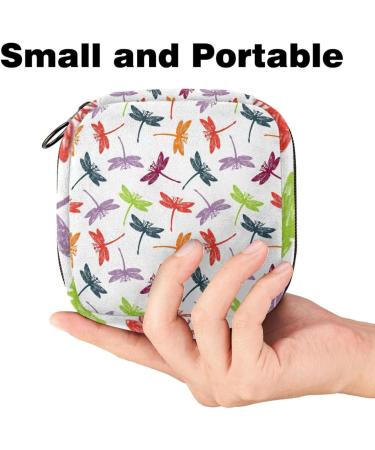 Colorful Women's Napkin Storage Bag - Dragonfly Motif Portable Period Pocket for Teens & Women | Menstrual Cups & Breastfeeding Pillow Holder - Buy Online on GoSupps.com