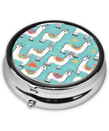 Cute Llama Mini Round Pill Box | 3 Compartment Portable Pill Organizer for Travel Home & Office - Buy Online on GoSupps.com