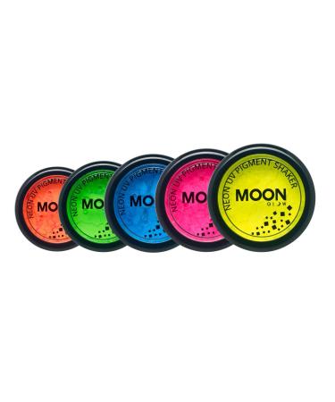 Moon Glow Neon-UV pigmentary cosmetic light neon powder dust eyeshadow make-up for face eyes and body (orange/yellow 5 pieces (1 piece)) - Buy Online on GoSupps.com