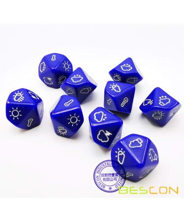 Bescon Emotion Weather & Direction Dice Set - 3 Piece Polyhedral RPG Dice in Blue, Green, Yellow - Buy Online on GoSupps.com