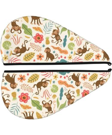 Monkeys in The Jungle Microfiber Hair Towel | Super Absorbent Coral Velvet Wrap for Long & Curly Hair - Quick Dry Solution - Buy Online on GoSupps.com