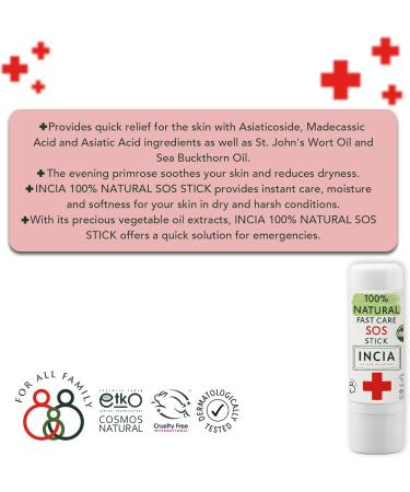 Incia Natural SOS Stick - Organic Soothing Balm for Itch Relief Bug Bite Relief & Moisturizing Dry Skin for Babies & Kids | Instant Relief from Scratches Stings & Irritation - Buy Online on GoSupps.com