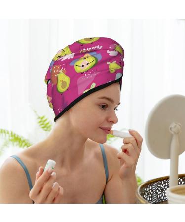 Hair Towel Wrap | Quick Drying Hair Towel Turban with Button | Pink Green Avocado - Perfect for Easy Hair Drying - Buy Online on GoSupps.com