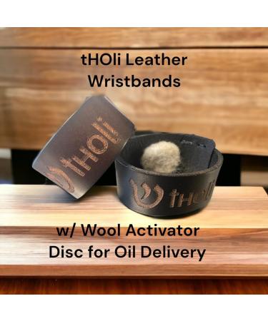 Essential Oil Leather Wrist Band with Wool Activator Disc - Brown | Aromatherapy Bracelet for Wellness - Buy Online on GoSupps.com
