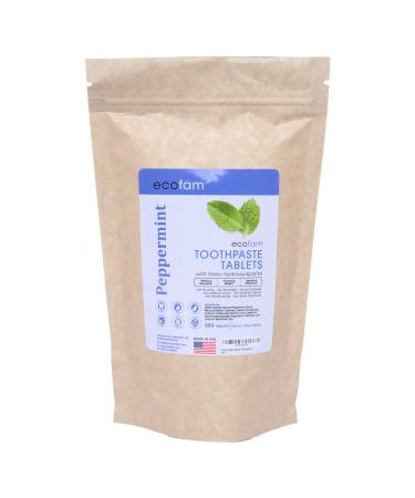 Toothpaste Tablets - Peppermint | Chewable Toothpaste Tablets for Fresh Breath | Fluoride Free | Nano Hydroxyapatite Toothpaste | 350-Count Refill Bag Peppermint 350 Count (Pack of 1)