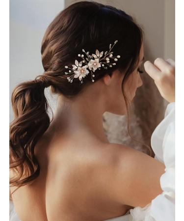 SWEETV Handmade Flower Bridal Hair Comb - Wedding Hair Accessory Clip - Buy Online on GoSupps.com
