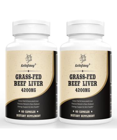 Grass Fed Beef Liver Capsules 4200mg, Grassfed Desiccated Beef Liver Bovine Supplements - Heme Iron, Protein, Vitamin A, B12 for Energy - Pasture Raised Cows in New Zealand, 120 Capsules(Pack of 2) 60 Count (Pack of 2)