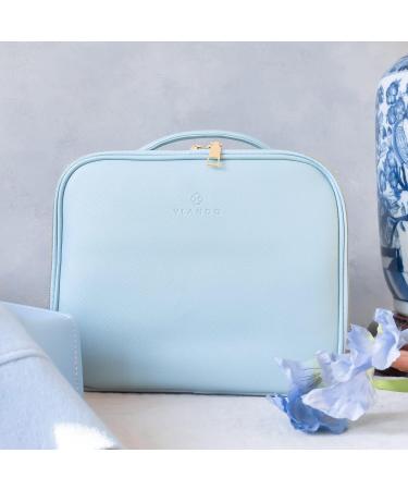 Vlando Portable Travel Makeup Storage Bag - Blue | Adjustable Dividers for Cosmetics & Brushes | Ideal Gift for Women & Girls - Buy Online on GoSupps.com