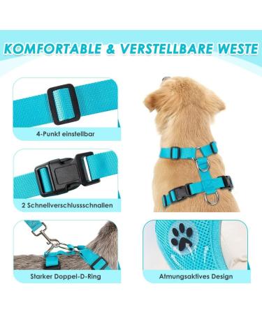 Buy Slowton Dog Harness with Seat Belt Breathable & Secure Car Safety for Dogs - Light Blue Medium - International Shipping Available - Buy Online on GoSupps.com