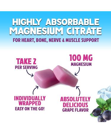 Magnesium Citrate Chews Supplement - Improved Vegan Formula - High Absorption Magnesium Gummies Supplement Vegan Mag Citrate Soft Chews Gummy for Adults - Non-GMO Delicious Grape-Flavor - 60 Gummies - Buy Online on GoSupps.com