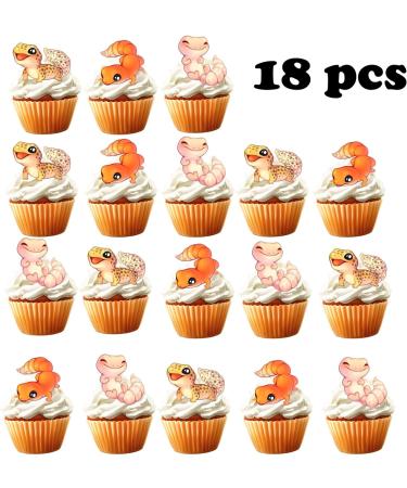 18pcs Leopard Gecko Cupcake Toppers for Boys Girls Cute Reptile Birthday Party Decorations Lizard Party Supplies Reptile Pet Cake Decorations - Buy Online on GoSupps.com