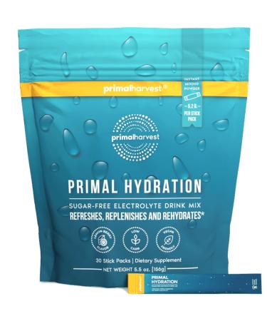 Primal Harvest Electrolytes Powder Packets Primal Hydration Easy Open Packets Energy Drink Mix (Lemon Berry 30 Packs) (1 Bag)