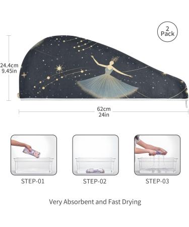 Beautiful Ballerinas Hair Towel 2 Pack | Super Absorbent Quick Dry Hair Turbans for Women & Girls - Buy Online on GoSupps.com