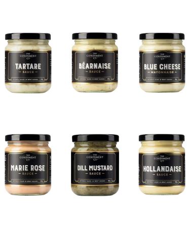 The Condiment Co Sauce & Mayonnaise Pick N Mix -Choose From 6 Flavours | Bearnaise Blue Cheese Dill Mustard Hollandaise Marie Rose Tartare - Pack of 2 x 190g