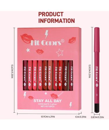  Gireatick Matte Finish Series Lip Pencil Set - Nude Red Brown Purple Creamy - Long Lasting Lip Makeup Pen - Water Resistant - 12 Pack - Buy Online on GoSupps.com