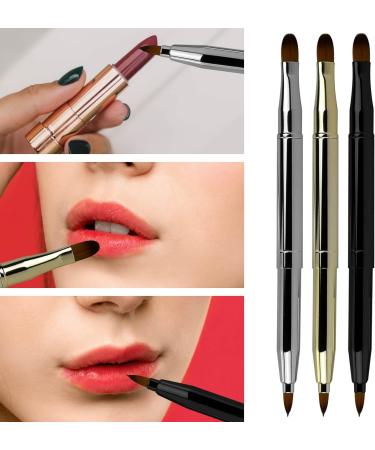 Retractable Dual End Lip Brush with Cap - Portable Makeup Tool for Lip Contouring and Concealer - Perfect Christmas Gift (Black) - Buy Online on GoSupps.com