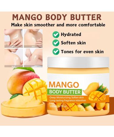 Trendyfave Mango Body Butter Large-capacity Body Lotion Body Moisturiser With Mango Body Lotion for Dry Skin Body Skin Care Smooth Skin Deeply Moisturize Skin Body Butter For Women & Men 200ml - Buy Online on GoSupps.com