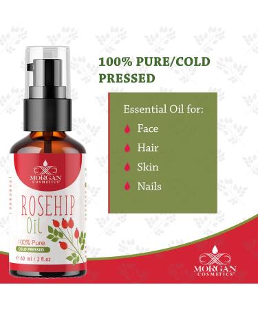 Buy Morgan Cosmetics Organic Rosehip Seed Oil - Cold Pressed Rose Oil for Face | Acne Scars Treatment (2 fl. Oz - Buy Online on GoSupps.com