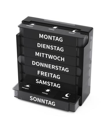 Opret tablet box 7 days in the morning in the evening medication box 7 days pill dose 7 days 3 compartments pills box 7 days pill box tablet tablet tablets organizer weekly box completely black - Buy Online on GoSupps.com
