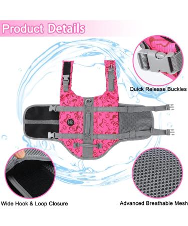 Emust Reflective Dog Vest - Adjustable Improved Buoyancy & Rescue Handle for Swimming - 2XL Pink - Buy Online on GoSupps.com