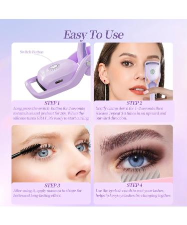 Denabuty Heated Eyelash Curler - Rechargeable Electric Curler with 3 Modes & Silicone Comb for Long-Lasting Natural Curls | Portable Professional Beauty Tool - Buy Online on GoSupps.com