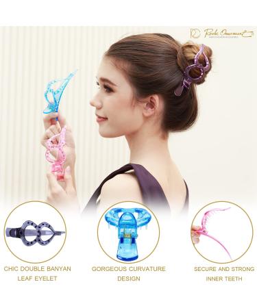 RC Roche Ornament 6 Pcs French Concord Double Eyelet Barrette - No Slip Strong Grip Hair Clips Pins for Women and Girls - Large Transparent Multicolor - Pack of 6 - Buy Online on GoSupps.com