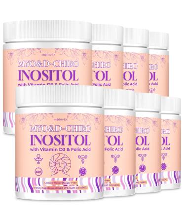 Morivex 8 Pack Myo-Inositol & D-Chiro Inositol Supplement for Women Fertility Supplements Hormonal Balance for Women & Ovarian Health Support High 4000mg:100mg Plus Folate & Vitamin D Vegan