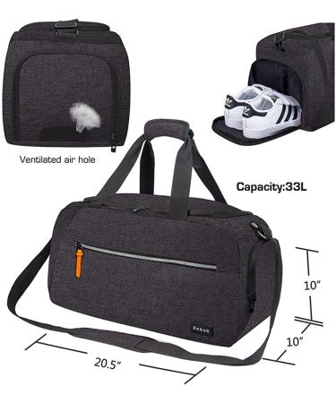 ROTOT Gym Duffel Bag with Waterproof Shoe Pouch - Weekend Travel Bag with Insulated Pocket | Black - Buy Online on GoSupps.com