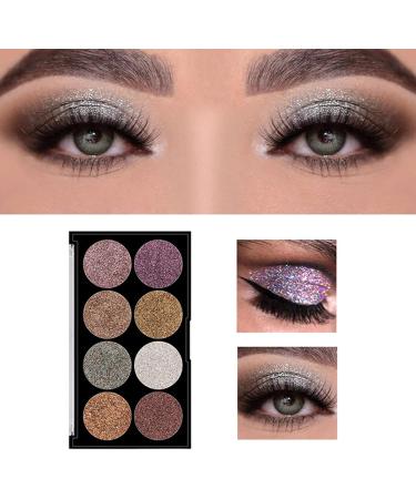 Eyeshadow Palette - Glitter Eye Makeup Set Pro 8 Colors Pressed Eye Shadow Powder Long Lasting Waterproof Highly Pigmented Ultra Shimmer Makeup for 02 - Buy Online on GoSupps.com