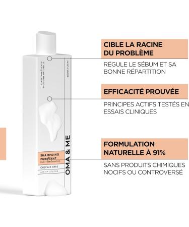 OMA & ME Shampoo for Oily Hair - Cleanses the Scalp and Ensures Good Distribution of Sebum - Hair Care 91% Ingredients of Natural Origin Made in France - 250ml - Buy Online on GoSupps.com