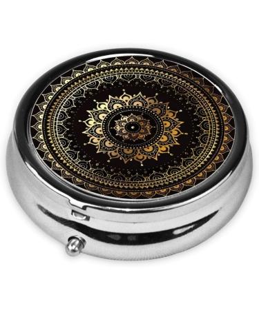 Shop Kaleidoscope Mandala Portable Metal Pill Box - Stylish 3-Compartment Design for Travel & Small Pills - Buy Online on GoSupps.com