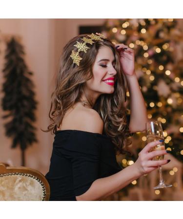 Uonlytech Snowflake Headband Christmas Headwear Glitter Hair Bands Gold Headpiece Xmas Headbands for Party Festival - Buy Online on GoSupps.com