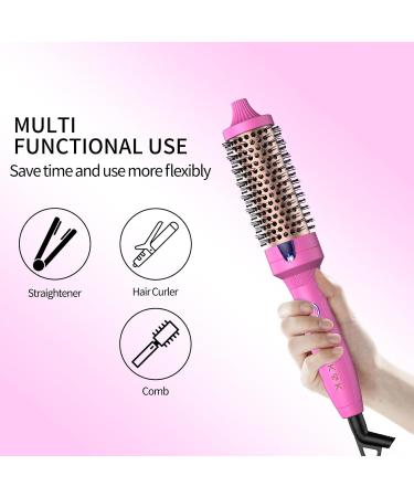 K&K 1.5" Ceramic Tourmaline Ionic Curling Iron - Rose Red Thermal Brush Dual Voltage Volumizer 350 F Non-Damaging Heat | International Shipping Available - Buy Online on GoSupps.com