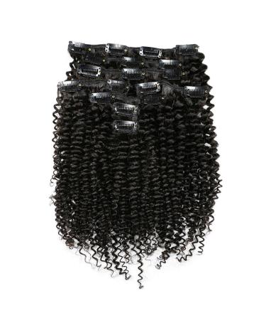 8 Piece Set Clip in Extensions 100% Remy Human Hair Virgin Hair Afro Kinky Curly Hair Extension 1# Black 120g 14-inch