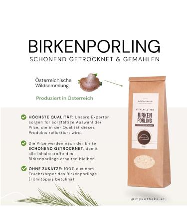 Birch Porling Vital Fungus 40g - Moonamar Austrian Wild Collection - Fomitopsis Betulina & Piptoporus Betulinus - Finely Ground Superfood - Buy Online on GoSupps.com