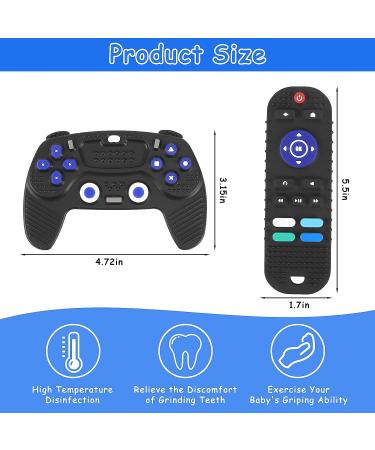 Zoyomax Silicone Baby Teether Toys  TV Remote Control Shape Silicone Toddler Teething Toys for Babies 6-18 Months  Educational Sensory Toy Chew Toys (Black) - Buy Online on GoSupps.com