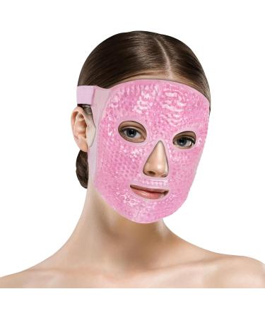 ACWOO Cooling Gel Beads Face Mask for Puffy Eyes & Migraine Relief - Reusable Hot Cold Therapy Mask for Dark Circles, Headache & Sinus Pain - Pink - Buy Online on GoSupps.com