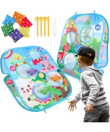 PRETYZOOM Kids Cornhole Game Set - Portable Outdoor Toss Game with 6 Bean Bags | 25x19 Light Blue - Buy Online on GoSupps.com