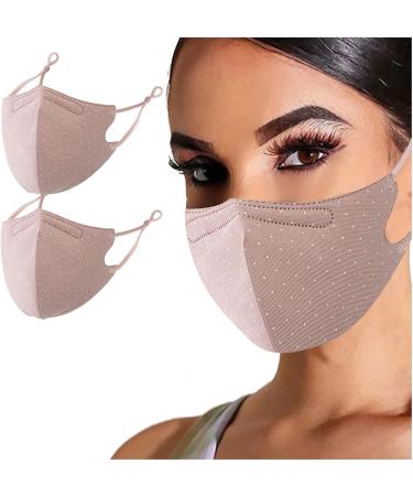2PC Adult Woman Polka Dot Print Mouth Cover Adjustable Washable Protect Haze Face Covering Reusable Cloth Face Cover E As shown - Buy Online on GoSupps.com