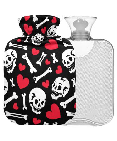 Naanle heart skull heating water with reference transparent warm water bottle 2l large gambling bag for pain relief hot and cold therapy bed hand feet warmer