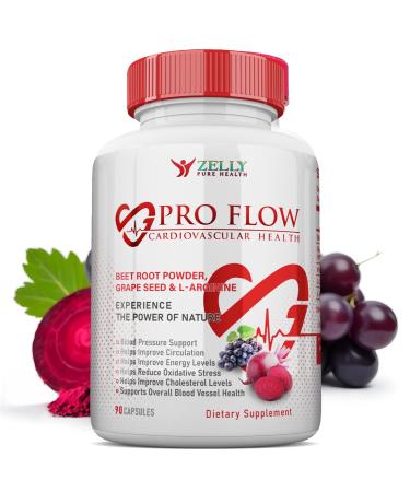 Pro Flow Circulation Support Supplement 90 Beet Root Capsules with Grape Seed Extract L-Arginine Vitamins B12 beet root extract capsules Blood Circulation Supplement - 90 Capsules