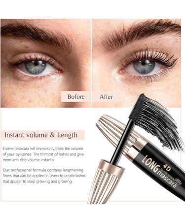 Mascara Black Volume and Length Volume Mascara - Waterproof Mascara Makeup Volumizing Lengthening Defining Curling Multiplying Buildable Formula No Smudging Littryee - Buy Online on GoSupps.com