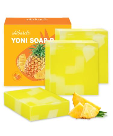 3 PCS Yoni Soap Bar Organic Yoni Bar Soap Yoni Wash Feminine Wash for Women Ph Balance Natural Deodorant Vaginal Body Bath Soap Body Wash Pineapple Handmade feminine soap