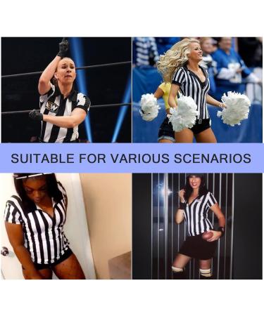 Buy Women's Referee Jersey - Official Black & White Striped Shirt with Zipper Collar | V-Neck Ref Outfit - International Shipping Available - Buy Online on GoSupps.com
